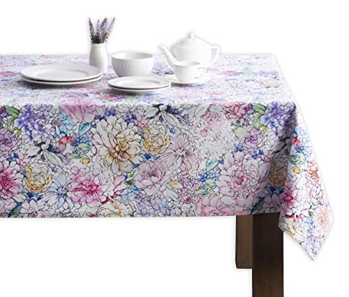 Maison d' Hermine Floral Love 100% Baumwolle Tischdecke für Küche | Abendessen | Tischplatte | Dekoration Parteien | Hochzeiten | Frühling/Sommer (Rechteck, 140 cm x 180 cm)