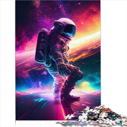 Für Kinder Puzzle Astronaut Surfen im Weltraum1000 Teile Puzzles für Erwachsene Holzpuzzles für Kinder ab 12 Jahren Geschenkset für Erwachsene Teenager Kinder Größe (50x75 cm)