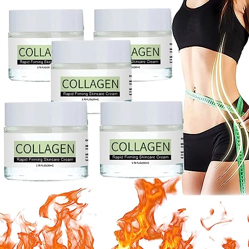 Fivfivgo Collagen Boost Rapid Firming & Lifting Cream, Collagen Rapid Firming Skincare Cream, Firm and Tighten Collagen Body Cream, Skin Tightening Cream for Body, Reduces Fine Lines & Wrinkle (5Pcs)