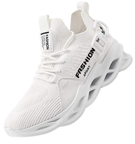 AARDIMI Herren Laufschuhe Fitness straßenlaufschuhe Sneaker Sportschuhe atmungsaktiv Anti-Rutsche Gym Fitness Schuhe (Weiß, Numeric_42)