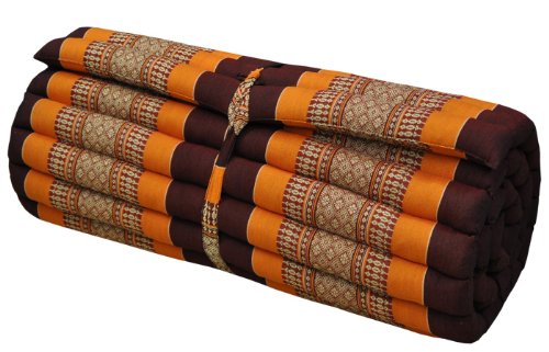 Wilai Kapok Thaikissen Rollmatte breit, braun/orange