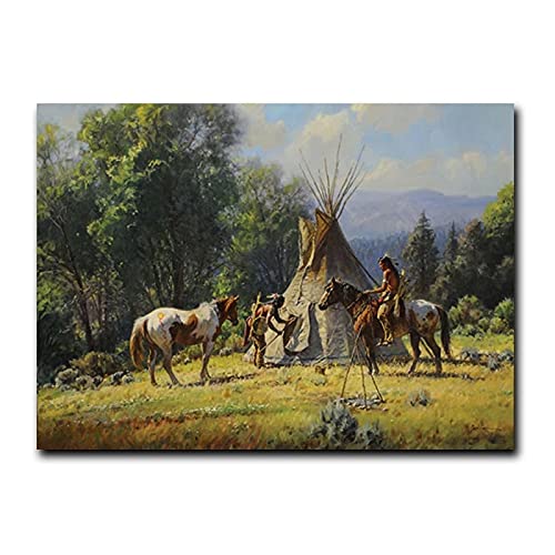 Abstrakte Native Indian Horse Leinwand Malerei Tier Poster und Drucke Wandkunst Bild für Wohnzimmer Dekoration 60x80cm Rahmenlos