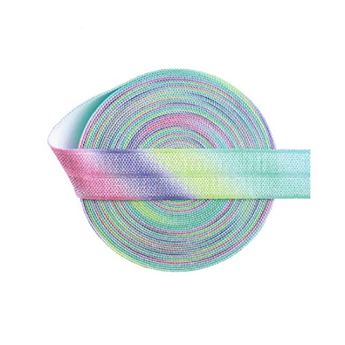 Yalulu Elastisches elastisches Band, Stoff, Spandex-Band für Stirnband, Basteln, Stoff, 20 Meter, 1,6 cm Pastellfarben, Regenbogenfarben