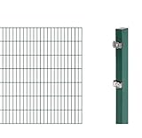 Alberts, grün 140 cm | Länge 2 m GAH 644147 Erweiterung zum Doppelstabmattenzaun Höhen-wahlweise in verschiedenen Farben | kunststoffbeschichtet