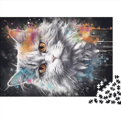 Persische Katze-Malerei für Erwachsene, lustiges 1000-teiliges Puzzle, Bildungsspiel, intellektuelles Spiel, Entspannung und Intelligenz, Heimdekoration, Stressabbau, 500 Stück (52 x 38 cm)