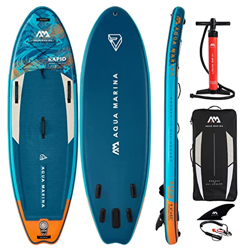 Aqua Marina Rapid Whitewater Aufblasbares Stand Up Paddle Board Paket 2022, 2,4 m, 15,2 cm, Mehrfarbig