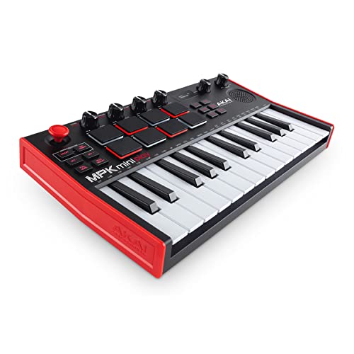 AKAI Professional MPK Mini Play MK3 - MIDI Keyboard Controller mit eingebautem Lautsprecher und Sounds, dynamische Klaviatur, MPC Pads und Software