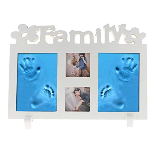 Tubayia Baby Handabdruck Fußabdruck Bilderrahmen Abdruckset Geschenk für Baby Shower (Blauer Ton)