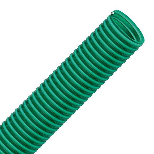 VALEKNA FLEXTUBE GR Ø 38mm (1 1/2 Zoll) Länge 10m PVC Schlauch, Spiralschlauch, Saugschlauch mit Hart PVC Spirale, grün transparent