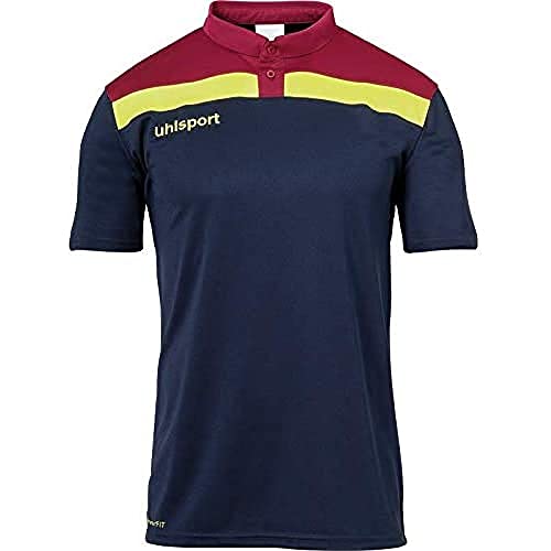 uhlsport Herren Offense 23 Polo Shirt Poloshirt, Marine/Bordeaux/Fluo gelb, L