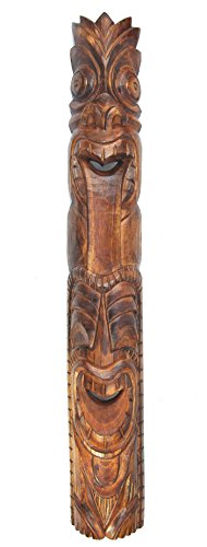 Interlifestyle Tiki Wandmaske 100cm im Totem Look Holzmaske Hawaii Maui Maske Osterinsel Kauai