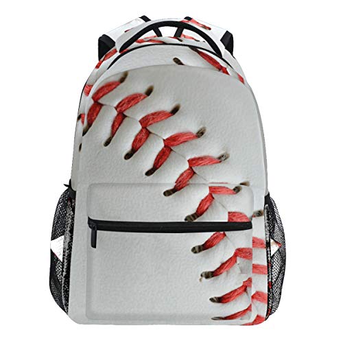 Oarencol Baseball-Softball Sport Print weiß Rucksack Büchertasche Daypack Reise Schule College Tasche für Damen Herren Mädchen Jungen