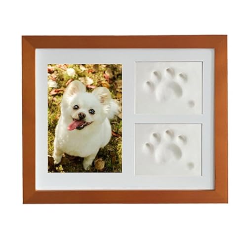 WENJING Haustier-Gedenk-Bilderrahmen Personalisierter Fotorahmen für Haustiere mit Pfotenabdruck für den Fußabdruck Ihres Haustiers ，Geeignet für Hunde, Katzen und andere Tiere Größe 15cm*10cm (Holz)