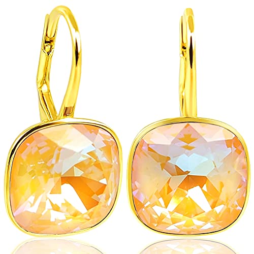 Ohrringe Orange Gold 925 Silber vergoldet Kristalle von Swarovski NOBEL SCHMUCK