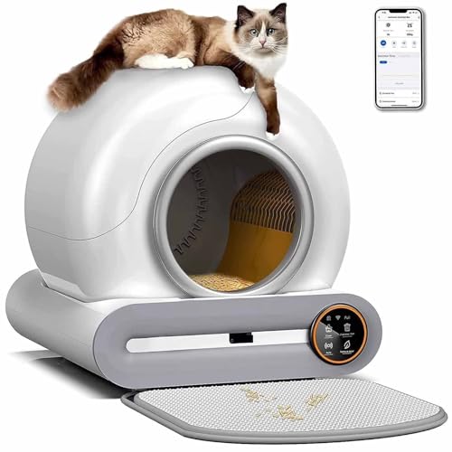 Selbstreinigende Katzentoilette Mit App, Geruchsfrei Katzenklo, Geruchsbeseitigung, Sensoren Automatische Reinigung, Automatische Selbstreinigende Katzenklo, Für Viele Arten Von Streu