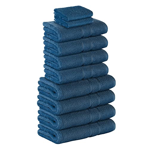 StickandShine 10 TLG. (2X Gästehandtuch / 4X Handtuch / 4X Duschtuch) in dunkelblau/Premium Frottee Set aus 100% Baumwolle mit 500g/m² 10er Pack