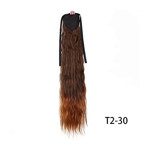 Perücke 24 Zoll Kordelzug Afro Pferdeschwanz Synthetische Clip in Haarverlängerungen Lange lockige Pferdeschwanz Wrap um Frauen Haarteil für Party (Color : T2-30)