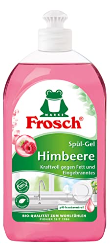 Frosch Himbeer Spül-Gel, starkes Spülmittel gegen hartnäckige Fettverschmutzungen und Verkrustungen, 8er Pack (8 x 500 ml)