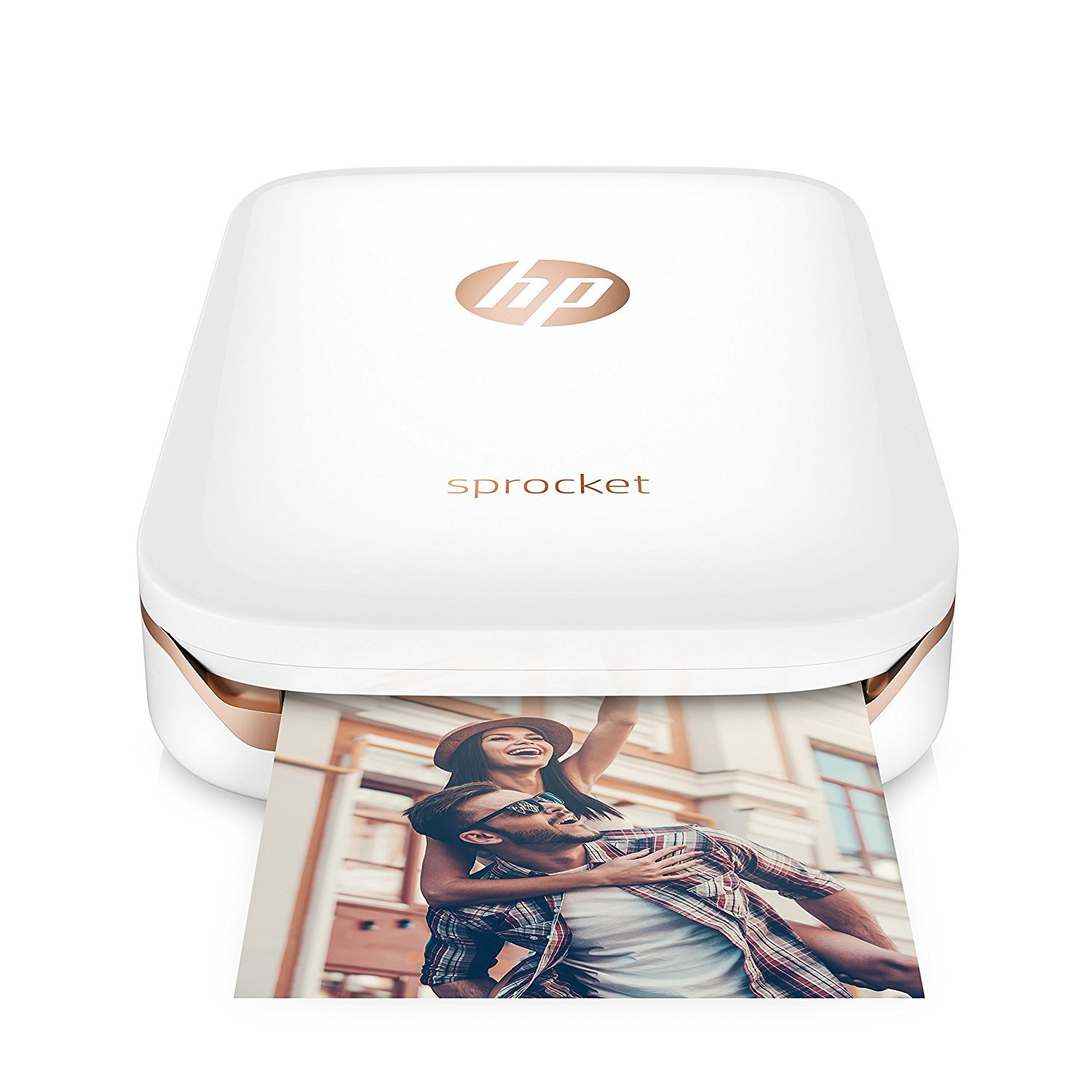 HP Sprocket Mobiler Fotodrucker (Drucken ohne Tinte, Bluetooth, 5 x 7,6 cm Ausdrucke) weiß