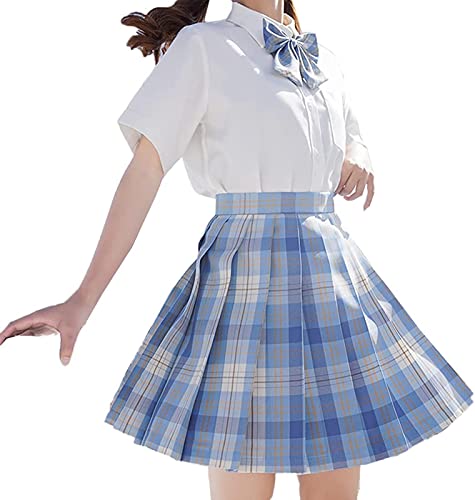 Japanische Schulmädchen Uniform, Teenager Mädchen Kawaii JK Schuluniform Anime Kleid Kragen Hemd Kostüm (L, Blau)