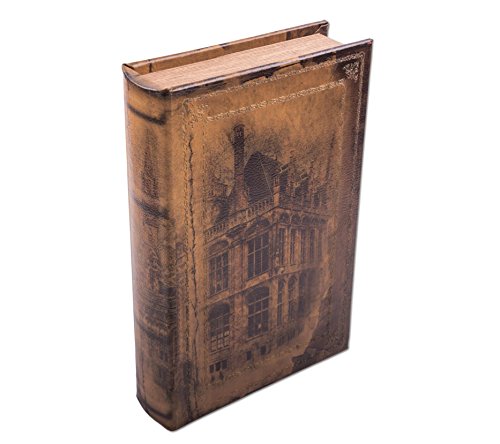 Nostalgische Schatzkiste im Buchlook aus weichem Lederimitat, Buchbox Motiv Old House 30x21x7cm