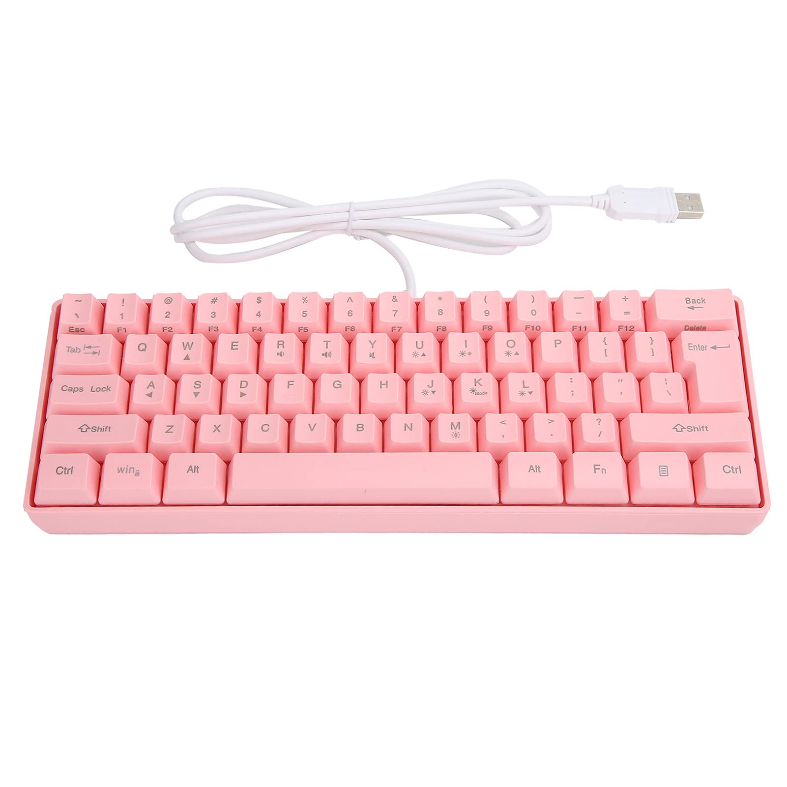 Sxhlseller Gaming-Tastatur, V700 Tragbare RGB-Tastatur mit Hintergrundbeleuchtung Gaming USB 61-Tasten Kabelgebundenes Mechanisch Beleuchtetes Gamer Pink für Laptop-Desktop