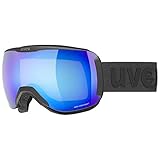 uvex downhill 2100 CV - Skibrille für Damen und Herren - konstraststeigernd - verzerrungs- & beschlagfrei - black matt/blue-green - one size