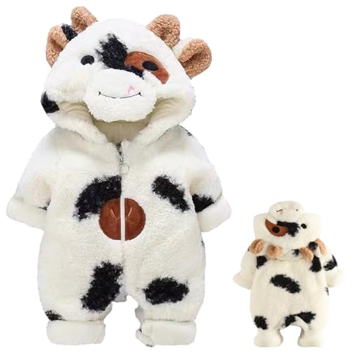 WIWIDANG Baby-Kuh-Schneeanzug, Kuh-Onesie-Anzug Baby, Kuh-Druck-Baby-Fleece-Overall für Kinder (6-12 months)