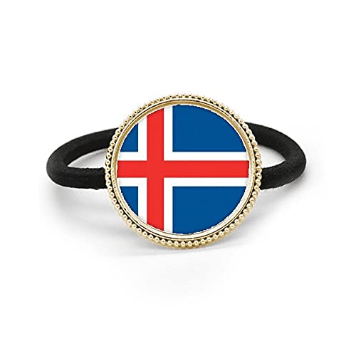 Haargummi mit Island-Flagge, europäisches Land, Metall, silberfarben