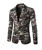 Gladiolus Herren Lässig Camouflage Slim Fit Blazer Anzugjacke Sakko Blazer Casual Sakko Armeegrün XL