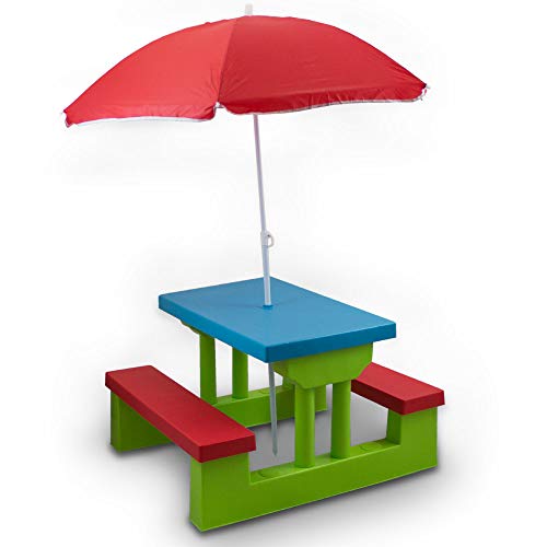 Bituxx Kindersitzgruppe Kindertisch Kindermöbel für innen und außen mit Sonnenschirm