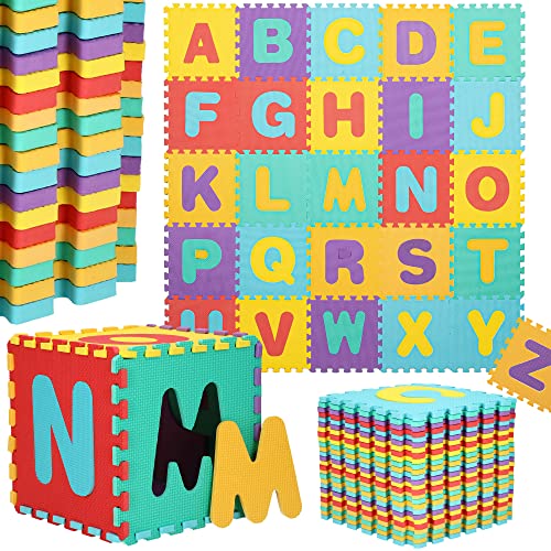 SPRINGOS Puzzlematte Spielmatte 26 Puzzles Bunte Buchstaben Lernmatte für Babys 170 x 150 x 1 cm Eva-Schaum Kinderspielteppich für Kleinkinder