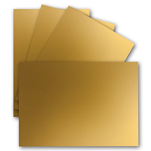 200 Einzel-Karten DIN A6-10,5 x 14,8 cm - 240 g/m² - Gold Metallic - Tonkarton - Bastelpapier - Bastelkarton- Bastel-Karten - blanko Postkarten
