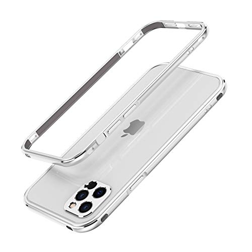 qichenlu Ultraslim Gaming Case Silber Aluminium Rahmen kompatibel mit iPhone 12,Leicht Luftfahrt Alulegierung Metall Bumper Innen Schwamm,mit Kamera Schutz Abdeckung Rückseite Folie