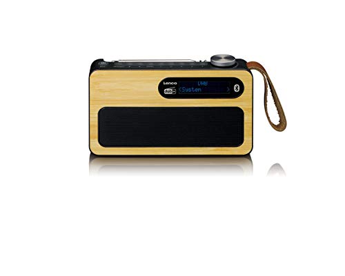 Lenco PDR-040 - Tragbares DBA+ Radio - FM Radio - mit Bluetooth - integrierter Akku mit 2000mAh - 3 Watt RMS - Uhr und Weckfunktion - aus echtem Bambus - schwarz