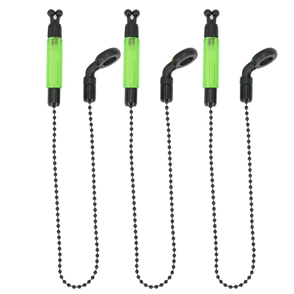 LNIMIKIY Bissanzeiger 3 Stück Licht Angeln Alarm Tragbare Spulen Aufhänger Alerter Tackle Swinger Karpfen Praktisches Zubehör Outdoor Angelrute beleuchtet (grün)