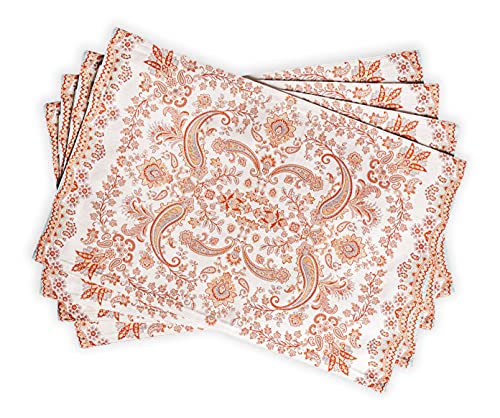 Maison d 'Hermine Paisley 100% Baumwolle Set mit 4 Tischsets für den Esstisch | Küche | Hochzeit | Alltag | Dinnerpartys | Thanksgiving / Weihnachten (33 cm x 48 cm)