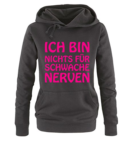 Comedy Shirts Ich Bin Nichts für schwache Nerven - Damen Hoodie - Schwarz / Pink Gr. XXL