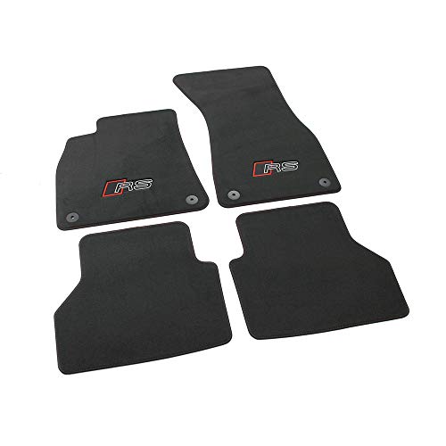 Textilfußmatten RS Premium Velours Fußmatten 4x Stoffmatten schwarz/rot