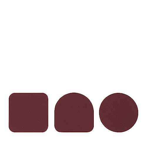 DUDU 3er-Set farbenfroher weicher Lederuntersetzer, doppelseitig, runde quadratische Form, 9,5x9,5 cm, Elegantes Design Burgundy