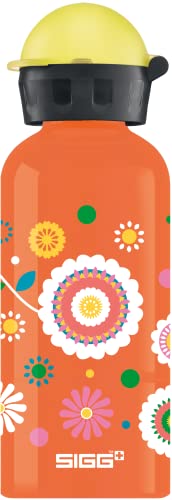 SIGG - Alu Trinkflasche Kinder - KBT Flowers - Auslaufsicher - Federleicht - BPA-frei - Klimaneutral Zertifiziert - Orange - 0,4L