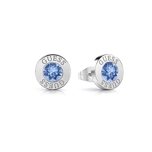 Guess-Ohrringe glänzende Kristalle blau chirurgischer Edelstahl rhodiniert UBE78097 [AC1150]