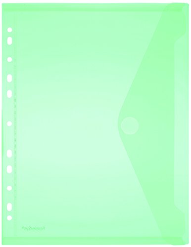 FolderSys Sichttasche A4, Klappe, Lochrand, transparent grün PG/20Stück