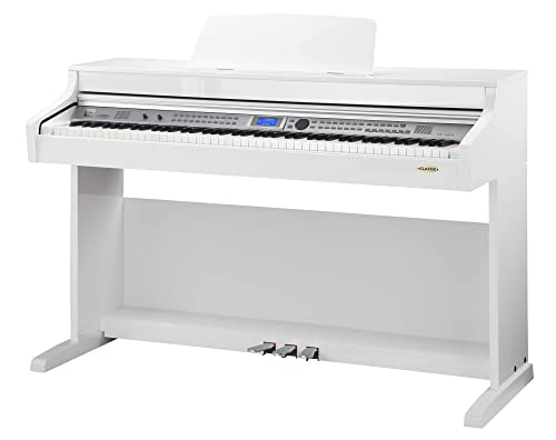 Classic Cantabile DP-A 410 WH E-Piano (Digitalpiano mit Hammermechanik, 88 Tasten, 600 Voices, Kopfhöreranschluss, USB, Begleitautomatik, Aufnahmefunktion, 3 Pedale, Piano für Anfänger) weiß hochglanz
