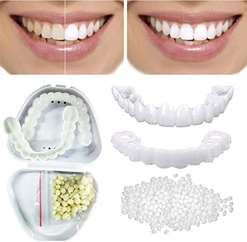 Giural Dentures Upper Lower Teeth Veneers Whitening Snap On Artificial Teeth Smile Teeth Cosmetic Dentures Improve Your Smile Instantly Teeth Fake Tooth Cover Bleaching Teeth