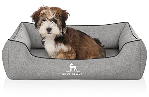 Knuffelwuff Orthopädisches Hundebett Amelie Hundekorb Hundesofa Hundekissen Hundekörbchen waschbar M-L 85 x 63cm Grau