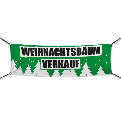 (PVC) Weihnachtsbaumverkauf grün Banner, Plane, Werbeschild, Weihnachten, Werbebanner, 200 x 75 cm, DRUCKUNDSO