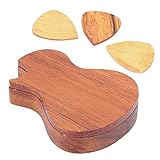 Gitarren-Pick-Box, 3Pcs Praktische Olivenholz-Holz-Gitarren-Plektren Holzfarbe, Tragbar für Sammlungsbedarf für Gitarren-Performance