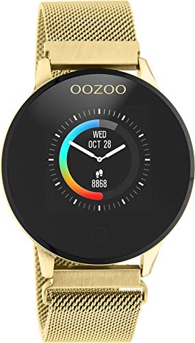 Oozoo Unisex Smartwatch mit Edelstahl Milanaiseband Goldfarben 43 MM Q00121