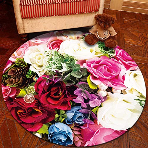 qunxun Einfache Moderne Runde Teppich Sofa Couchtisch Matte Heimteppich 160Cm Durchmesser Blumen Und Blumen 2